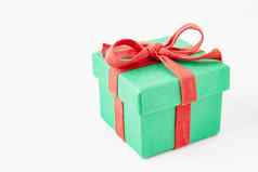 现在礼物盒子弓一年的惊喜红色的绿色盒子礼物