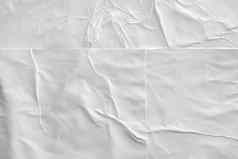 空白白色皱巴巴的有皱纹的纸海报纹理背景
