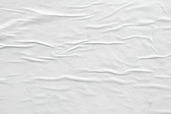空白白色皱巴巴的有皱纹的纸海报纹理背景