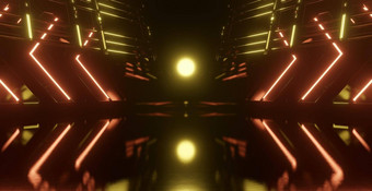 现代未来主义的现代外星人时尚跳舞俱乐部展厅走廊隧道走廊混凝土网络虚拟技术反射黑暗红色的摘要背景纹理呈现