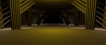 最小的科幻未来主义的仓库机库<strong>宇宙</strong>飞船现实的展厅钢金属框架走廊隧道黑暗地下地下室科幻<strong>数字</strong>棕色（的）背景壁纸插图