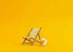 条纹甲板椅子海滩球黄色的背景康西普夏天假期假期海滩呈现插图