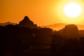 日落强大的寺庙世界遗产网站蒲甘缅甸