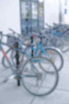 准备好了骑模糊拍摄自行车自行车架城市