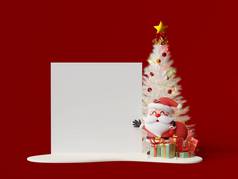 圣诞节主题横幅圣诞老人老人圣诞节树复制空间