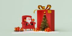 圣诞老人老人圣诞节礼物大礼物盒子插图