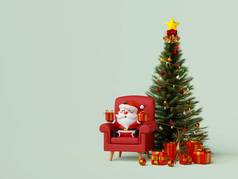 圣诞节横幅圣诞老人老人圣诞节树礼物插图