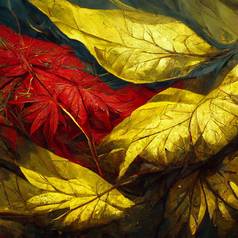 秋天模式色彩斑斓的红色的黄色的叶子