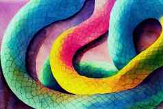 渲染蛇数字艺术绘画水彩动物