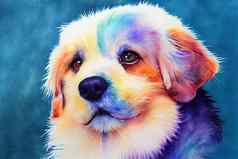 渲染狗数字艺术绘画水彩动物