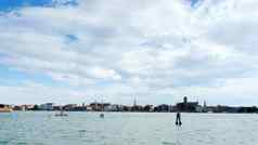 威尼斯意大利7月视图海威尼斯岛屿蓝色的海天空夏天一天burano慕拉诺岛三米歇尔三乔治?更大三servolo岛乔治托尔切洛