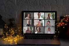 远程圣诞节视频聚会，派对家庭调用庆祝一年在线视频会议虚拟会议会议调用首页