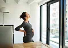 准备好了孕妇离开怀孕了女商人不舒服办公室