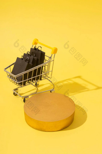 模型讲台上基座微型超市车购物袋黑色的<strong>星期五</strong>出售黄色的