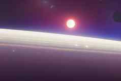黑暗晚上空间景观一半点燃木星地平线小行星轨道
