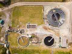 空中视图污水水治疗设施阿辛顿