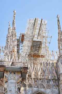 视图底大教堂大教堂建筑重建过程建筑外观改造米兰意大利