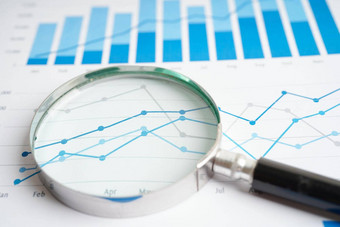 放大玻璃图表图纸金融发展银行账户统计数据投资分析研究数据经济