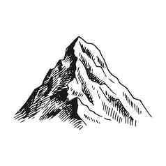 山孤立的白色背景手画插图转换向量