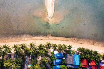 空中视图欣香港海滩沙子银行KOH克鲁特甘泰国