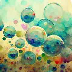 摘要色彩斑斓的水彩背景表面神奇的泡沫泡沫