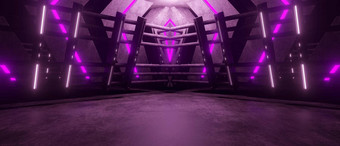 高科技现代外星人时尚跳舞俱乐部展厅走廊隧道走廊混凝土网络虚拟黑暗椭圆形紫色的粉红色的背景彩色的呈现