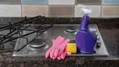 橡胶手套洗工具包海绵洗涤剂气体炉子
