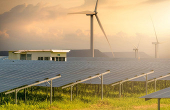 可持续发展的能源太阳能风涡轮机农场可持续发展的资源太阳能风权力可再生能源可持续发展的发展光伏面板绿色能源替代电源