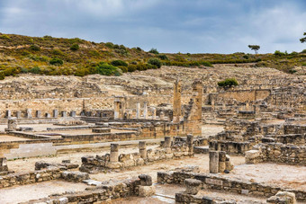 古老的城市kameiros希腊岛罗兹dodekanisos群岛古老的卡米罗斯考古网站考古网站古老的卡米罗斯罗兹岛希腊