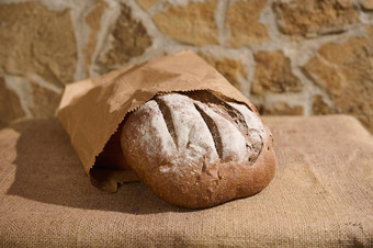 生活手工粮食健康的小麦面包可回收的纸袋表格粗麻布桌布