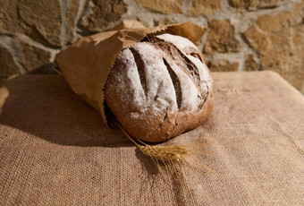 有益健康的粮食黑麦<strong>面包</strong>工艺eco-paper袋耳朵小麦表格覆盖粗麻布桌布