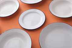 平原白色搪瓷盘子橙色