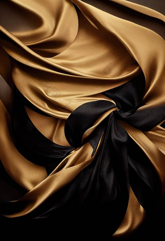 渲染摘要时尚壁纸现代最小的作文黄金黑色的丝绸织物