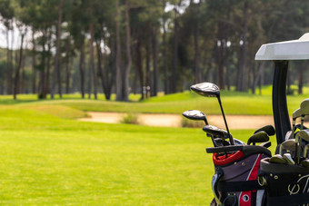 集高尔夫球俱乐部高尔夫球袋回来高尔夫球车美丽的高尔夫球