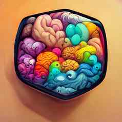 色彩斑斓的有创意的人类大脑卡通风格