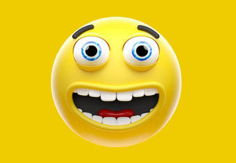 快乐黄色的表情符号微笑脸表情符号图标呈现