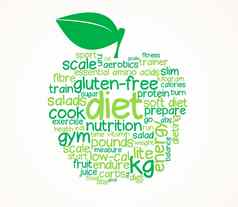 吃健康的图形插图苹果使单词相关的健康的吃