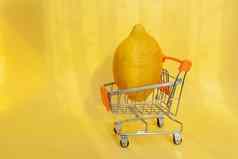 购物车水果明亮的黄色的柠檬玩具购物车