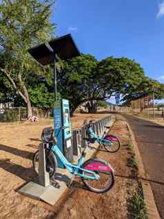 比基共享单车自行车停自行车路径kapahulu