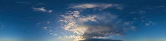 黑暗蓝色的日落天空全景积云云无缝的Hdr帕诺球形equirectangular格式完整的天顶可视化游戏天空<strong>更换</strong>空中无人机全景照片