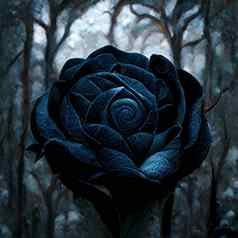 黑色的玫瑰晚上森林