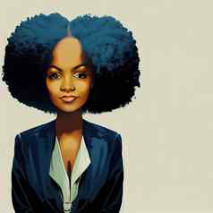 插图美丽非洲式发型女商人