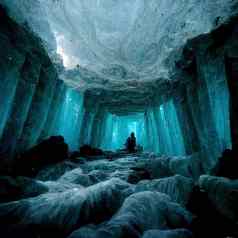 内部蓝色的冰川冰洞穴冰川