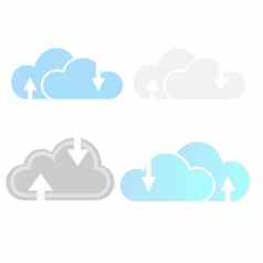 云计算电脑云云举办相关的行图标云存储网络向量图标集