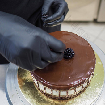 蛋糕设计师装修巧克力滴蛋糕浆果黄金前