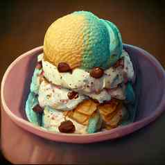 色彩斑斓的冰奶油摘要有创意的夏天概念冰奶油模式画
