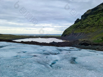 特写镜头视图蓝色的冰杰古沙龙冰隆冰川冰岛