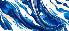 蓝色的白色液体大理石水彩摘要纹理壁纸