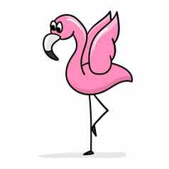 卡通火烈鸟可爱的粉红色的火烈鸟卡通贴纸厚大纲