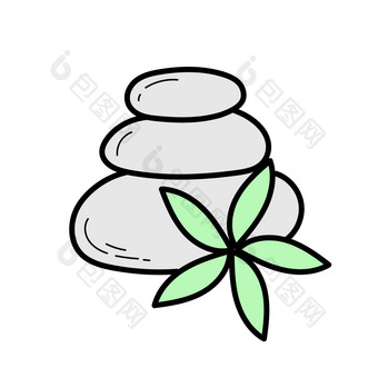Zen石头花色彩斑斓的<strong>涂鸦图标</strong>水疗中心概念Zen石头